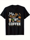 Men's T-Shirt My Blood Type Coffee With Steaming Mug Surrounded By Coffee Beans Cup