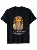 Men's T-Shirt Tutankhamun Glowing Gold Ancient Mask On Black T Shirt