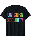 Men's T-Shirt Unicorn Security Colorful Bold Letters On Black T Shirt