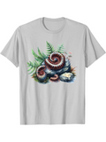 Men's T-Shirt Verdant Fern Leaves With Fossilized Ammonite Shells And Ancient Rocks