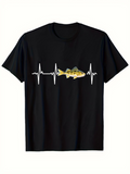 Men's T-Shirt Flowing Heartbeat Line With Golden Fish Swimming In The Center