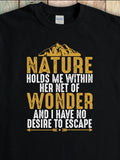 Men's T-Shirt Nature Holds Me Within Her Net Of Wonder With Golden Mountain Graphic