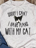Men's T-Shirt Sorry I Cant I Have Plans With My Cat Playful Black Cat Illustration