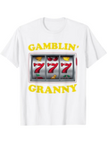 Men's T-Shirt Gamblin Granny Classic Slot Machine With Triple Sevens Fruit Icons