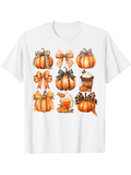 Men's T-Shirt Autumn Harvest Festive Bows And Cupcake Among Pumpkin Collection