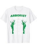 Men's T-Shirt Arborist Silhouette Figures Climbing Leafless Trees Under Bold Text