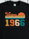 Men's T-Shirt Vintage Retro Sunset Stripes With Colored Large Numbers Year