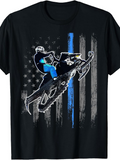 Men's T-Shirt Speeding Over Grunge Flag With Blue Stripe Snowmobile