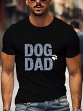 Men's T-Shirt Dog Dad With Playful Paw Print Beside Bold Block Letters Shirt