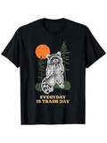 Men's T-Shirt Everyday Is Trash Day Playful Raccoon With Forest Trees Under Orange Sun