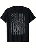 Men's T-Shirt Patriotic Silhouette With Bare Tree And Worker Under Flag