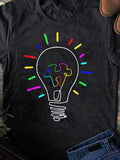 Men's T-Shirt Colorful Lines Shining Around A Bright Puzzle Lightbulb
