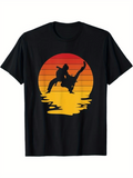 Men's T-Shirt Karate Silhouette Reflected On Calm Sunset Water Scene