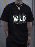 Men's T-Shirt Wild Cactus Inside Letters With Desert Sun And Clouds