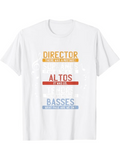 Men's T-Shirt Director Altos Basses Voices With Musical Symbols On White Tshirt