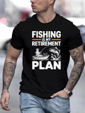Men's T-Shirt Fishing Is My Retirement Plan With Jumping Fish And Old Man In Rowboat