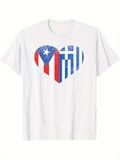 Men's T-Shirt Distressed Puerto Rican Flag Heart Symbol With Bold Colors Heart
