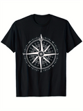 Men's T-Shirt Intricate Nautical Compass Rose With Ornate Lines Encircling Central Motif Compass