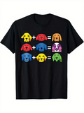 Men's T-Shirt Colorful Cartoon Math Puzzles With Playful Dog Faces