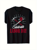 Men's T-Shirt Celebrate Labor Day With Tools And Radiating Light Labor Day