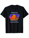 Men's T-Shirt Sunset Desert With Cactus And Mountains Under Vibrant Painted Sky
