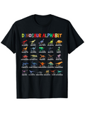 Men's T-Shirt Dinosaur Alphabet With Colorful Cartoon Species Illustrations And Playful Layout Dinosaur