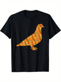Men's T-Shirt Vibrant Abstract Pattern With Bright Lines On Graphic Bird