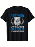 Men's T-Shirt Retired Correction Officer Badge Surrounded By Laurel Wreath And Blue Letters