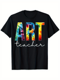 Men's T-Shirt Art Teacher Tie Dye Rainbow Letter Print Design