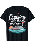 Men's T-Shirt Cruising Into The New Year Tropical Sunset Ocean Waves By Large Cruise Ship