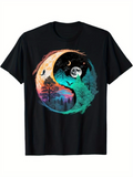 Men's T-Shirt Yin Yang Symbol With Vibrant Trees Under Sun And Moon