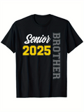 Men's T-Shirt Senior 2025 Bold Yellow Lettering And Vertical Typography Brother