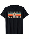 Men's T-Shirt San Angelo Retro Colorful Stripes With Compass Among Coordinates