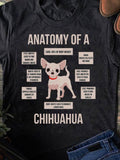 Men's T-Shirt Anatomy Of A Chihuahua With Descriptive Labels Surrounding Cartoon Dog