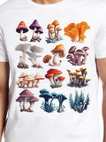 Men's T-Shirt Colorful Wild Forest Mushrooms In Groups On Lush Grass