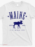 Men's T-Shirt Maine Usa With Stars Moose And Vintage Typography