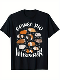 Men's T-Shirt Guinea Pig Whisperer Surrounded By Footprints Playful Spotted Guinea Pig