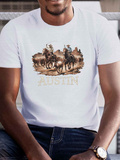 Men's T-Shirt Austin Vintage Cowboys With Horses On Dusty Sunset Plain
