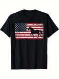 Men's T-Shirt Distressed American Flag With Silhouette Black Galloping Horse