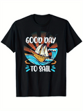 Men's T-Shirt Good Day To Sail Vibrant Sunlight With Splashing Waves Around Sailboat