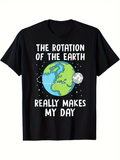 Men's T-Shirt The Rotation Of The Earth With Moon And Stars Orbiting Around Planet Earth