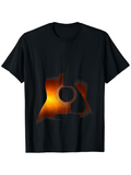 Men's T-Shirt Vivid Sunburst Colors Blending Into Abstract Glowing Acoustic Guitar