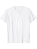 Men's T-Shirt Mystical Crescent Moon And Sacred Geometric Symbols Among Light Energy Sword