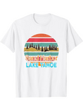 Men's T-Shirt Sand Harbor Lake Tahoe Retro Sunset With Pine Forest And Scenic Landscape