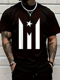 Men's T-Shirt Bold Minimalist Vertical Stripes And Large Star Graphic Symbol