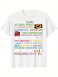 Men's T-Shirt Colorful Funded Services List Surrounded By Icons And Marginalized People