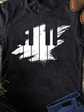 Women's T-Shirt Artistic Brush Strokes Evoking Dynamic Painted White Piano Keys