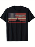 Men's T-Shirt USS South Dakota Vintage Flag With Warship And Stars And Stripes Banner