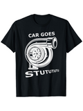 Men's T-Shirt Car Goes Stutututu Shiny Metallic Design Featuring Turbocharger