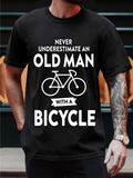 Men's T-Shirt Never Underestimate An Old Man With A Classic Outline Bicycle